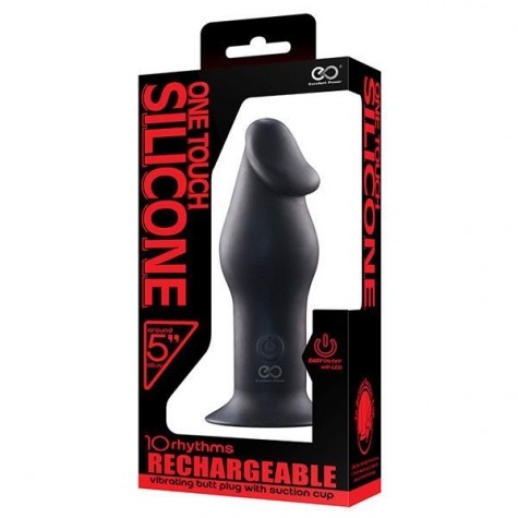 Черный анальный вибромассажер 5INCH RECHARGEABLE BUTTPLUG - 12,7 см.