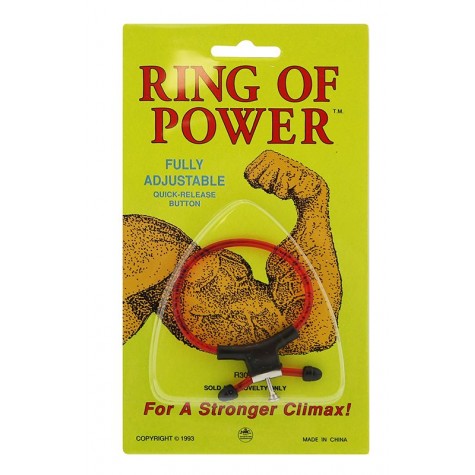 Красно-чёрное эрекционное кольцо с утяжкой RING OF POWER ADJUSTABLE RING